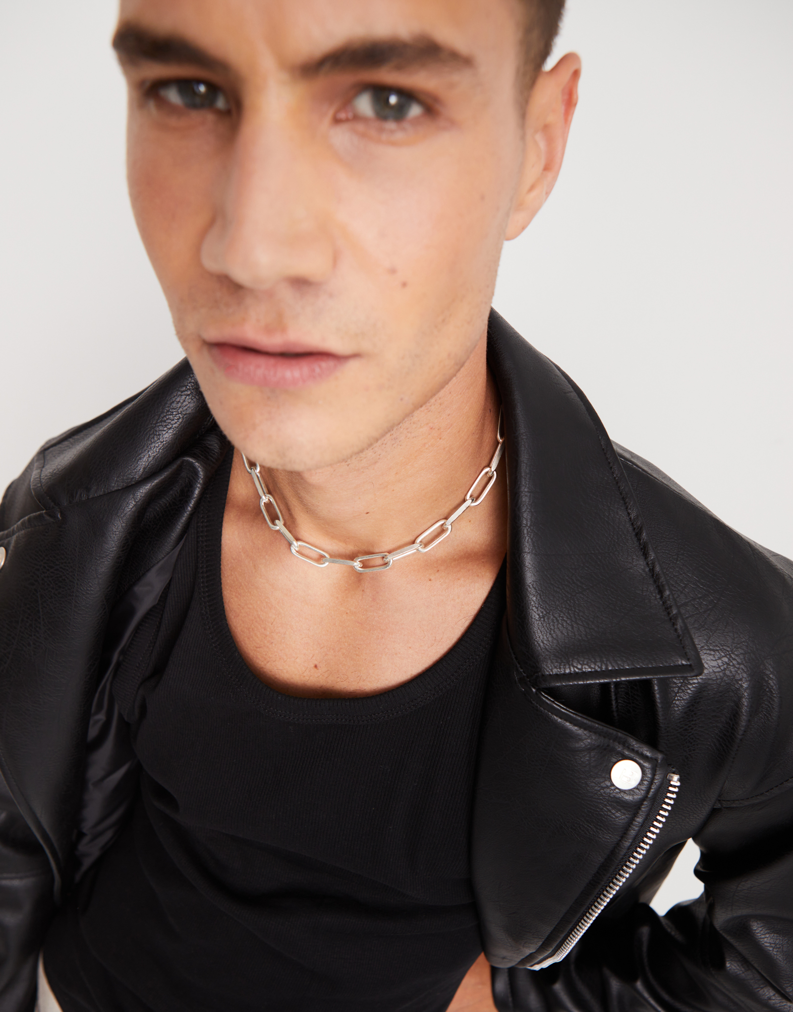 Short oval link chain necklace, Silver, large thumbnail